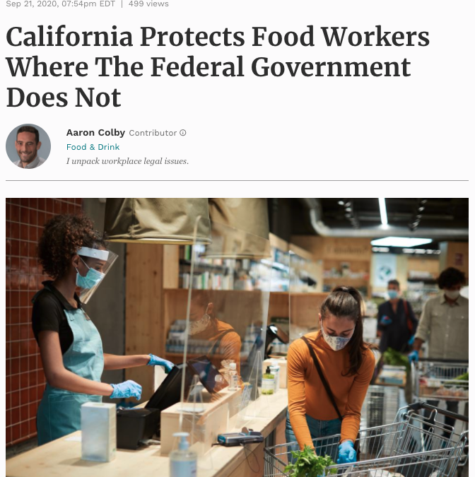 Aaron Colby Published on Forbes.com about Protecting Food Industry Workers Copy