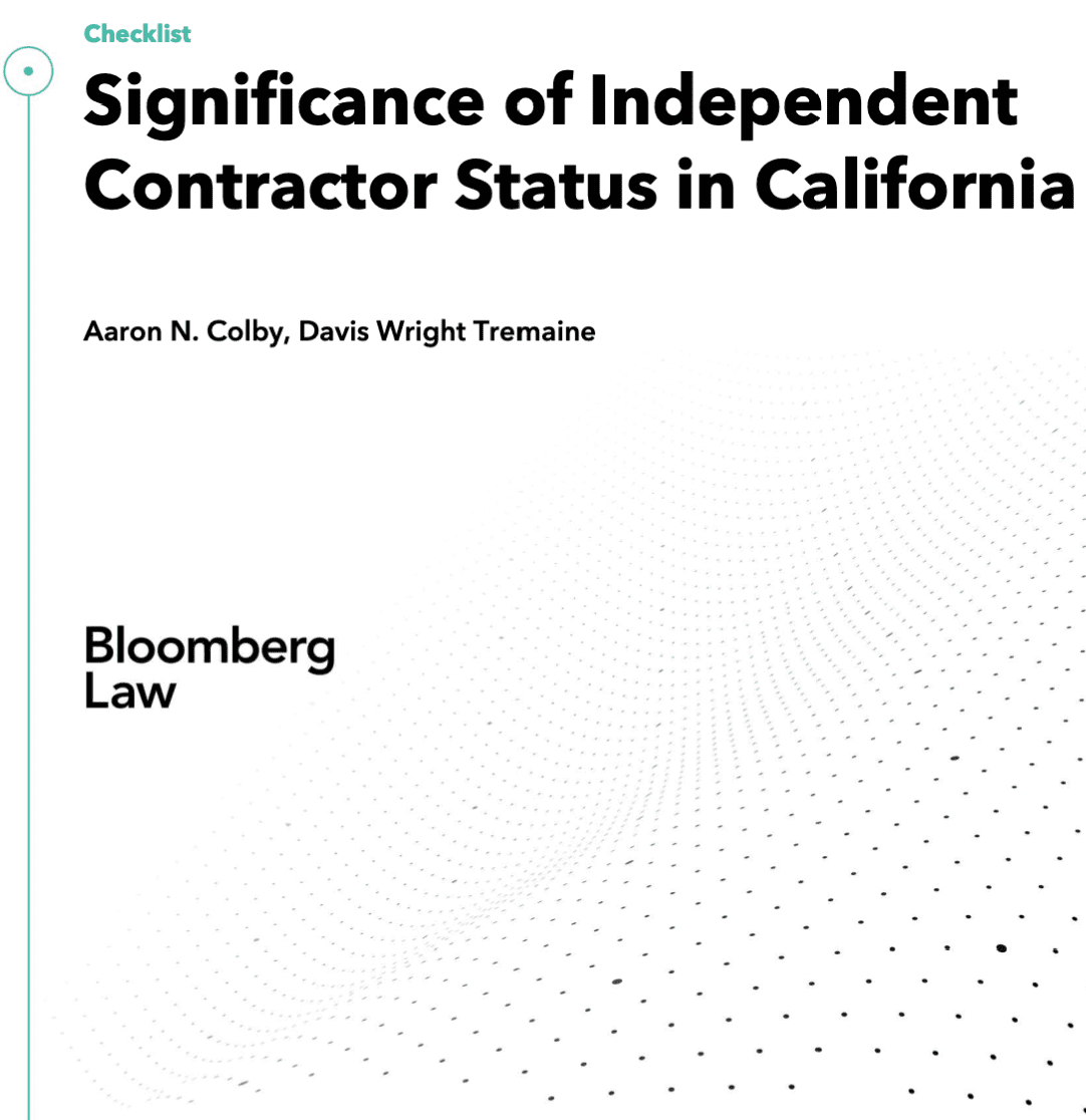 Aaron Colby in Bloomberg Law Regarding Independent Contractors